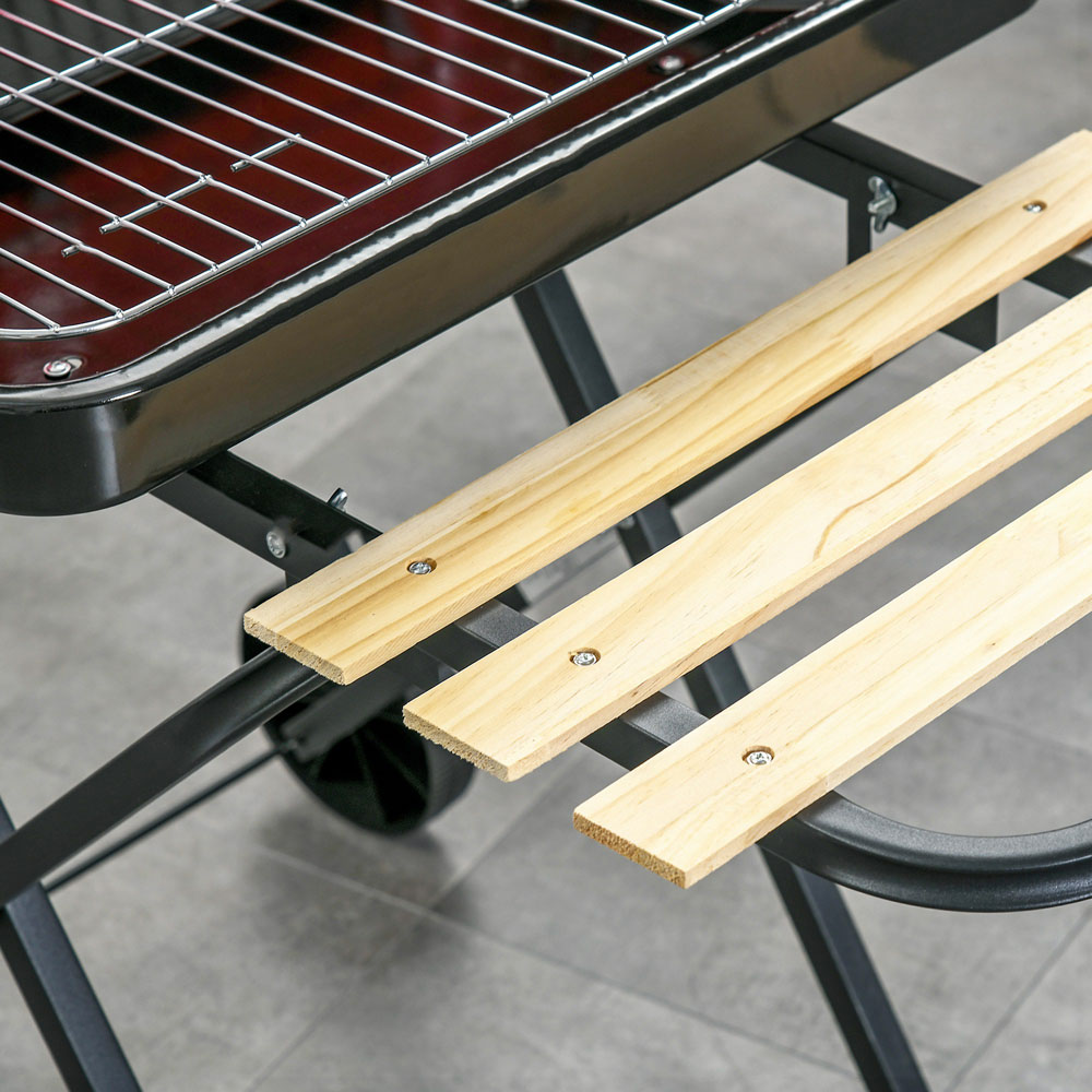 Outsunny Foldable Charcoal Trolley BBQ Grill Image 3