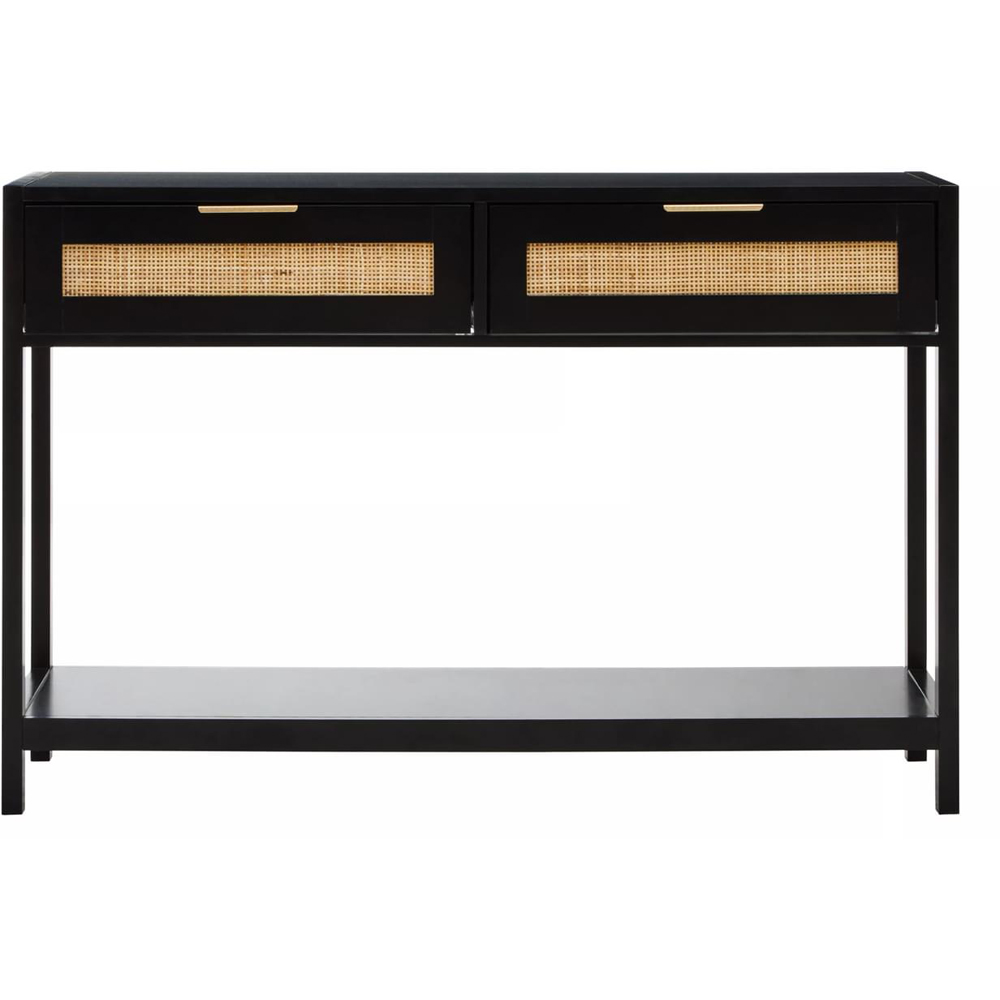 Interiors by Premier Sherman 2 Drawer Black Wood Console Table Image 2