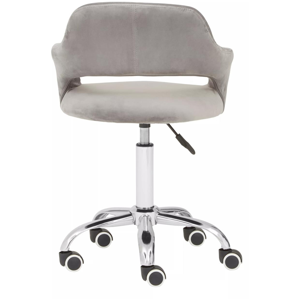 Premier Housewares Grey Velvet Swivel Curved Back Office Chair Image 5