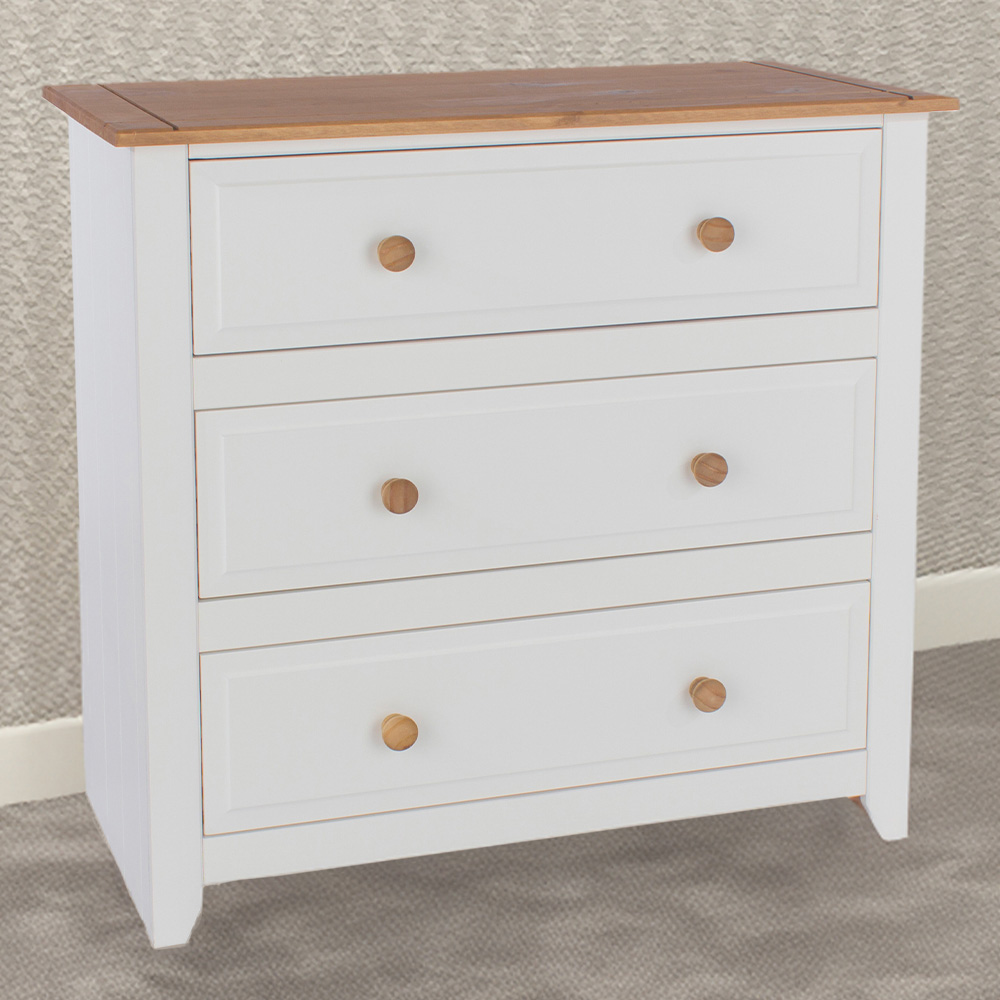 Core Products Capri 3 Drawer White Chest of Drawers Image 1