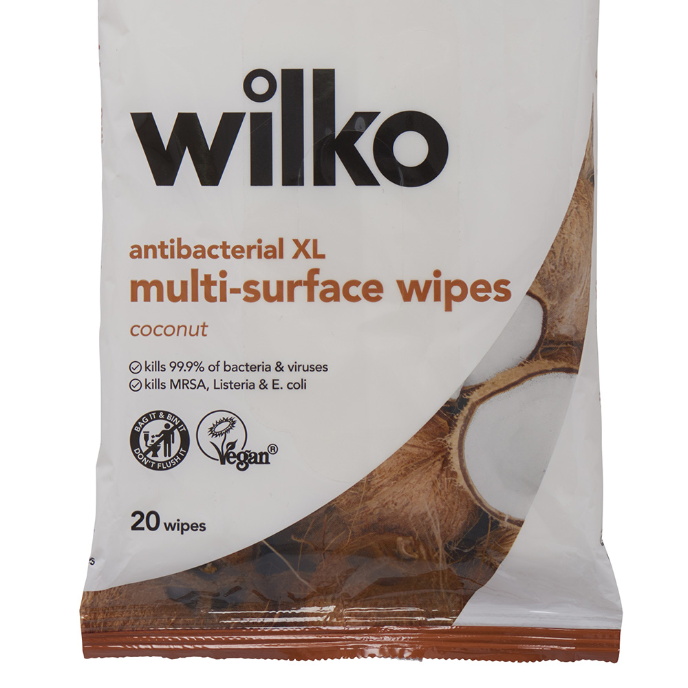 Wilko Coconut Antibacterial XL Multi-surface Wipes 20 Pack Image 3