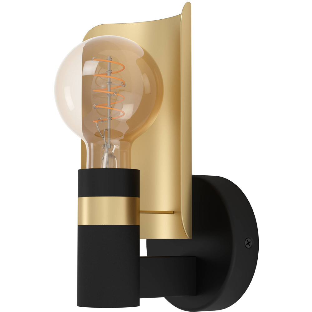 EGLO Hayes Black and Brass Metal Wall Light Image 1