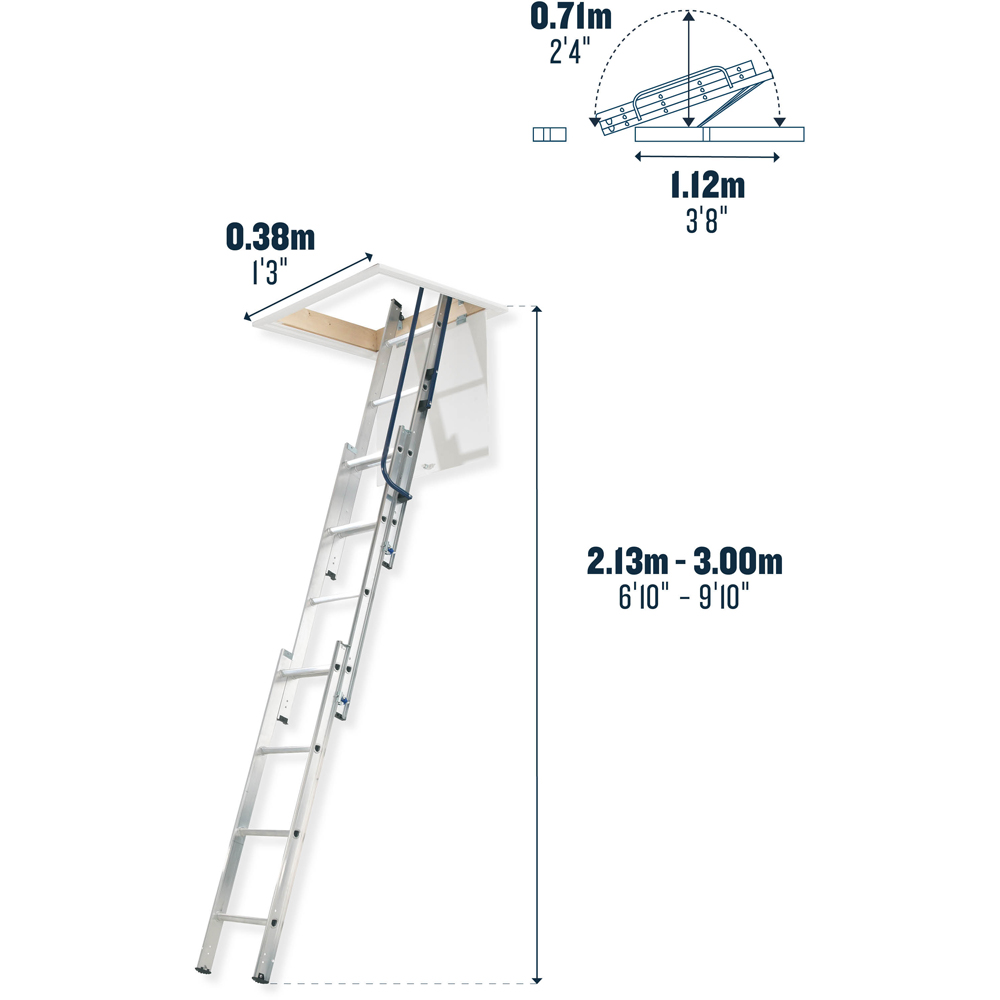 Werner 3 Section Easy Stow Aluminium Loft Ladder 2.13m Image 2