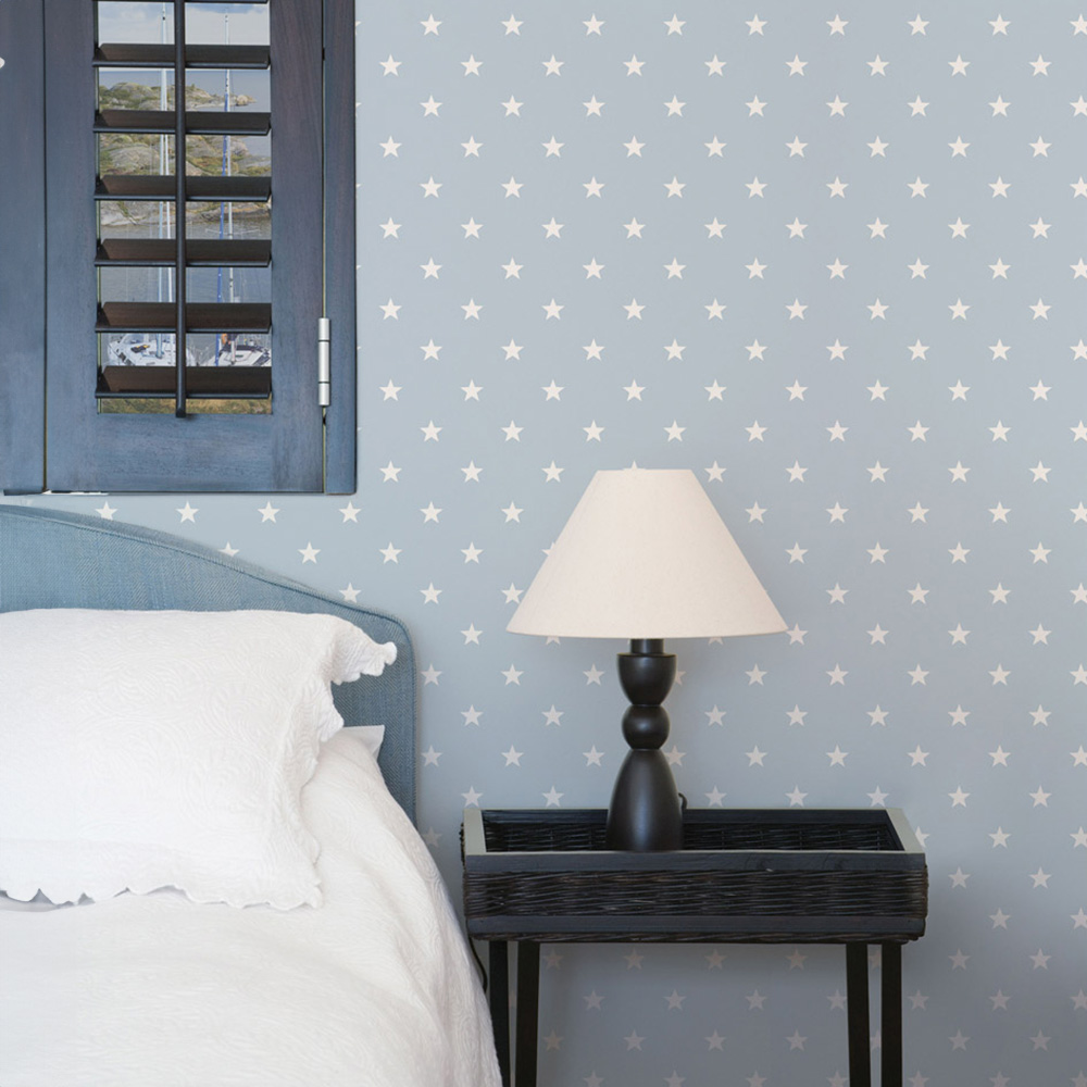 Galerie Deauville 2 Star White and Light Blue Wallpaper Image 3