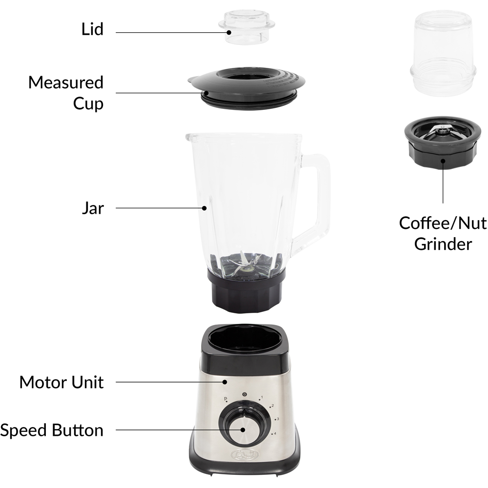 Quest Nutri-Q Stainless Steel 1.5L Blender with Grinder 1000W Image 9