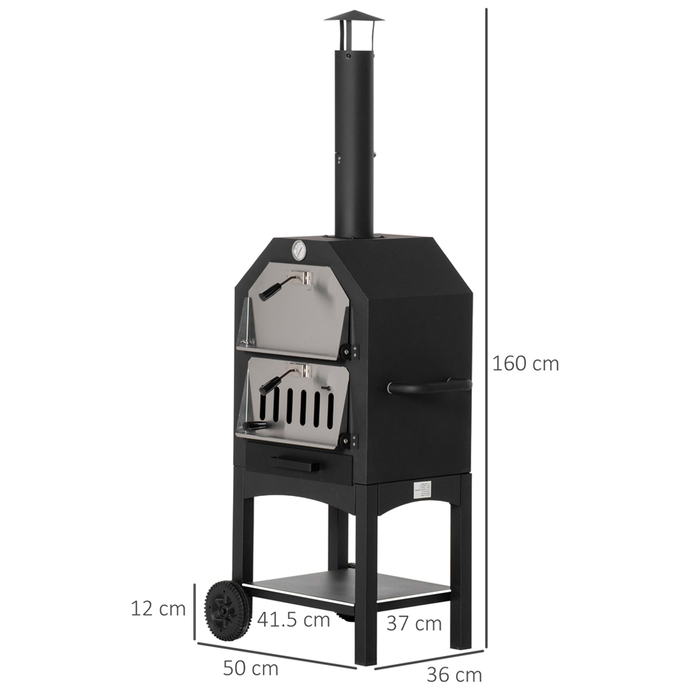 Outsunny 3 Tier Charcoal Pizza Oven and BBQ Grill Image 6