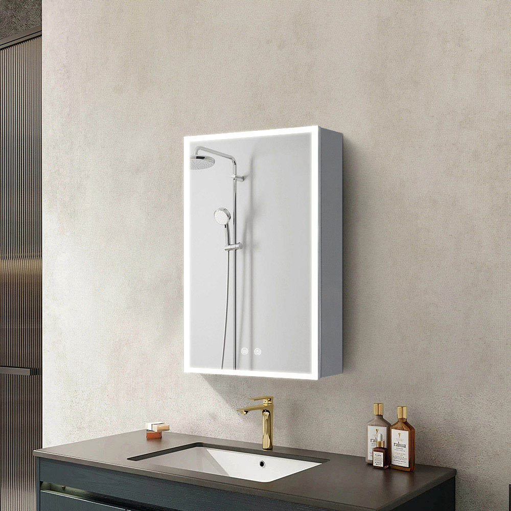 Living and Home White Mirror Bathroom Cabinet with 4 LED Side Bars Image 6
