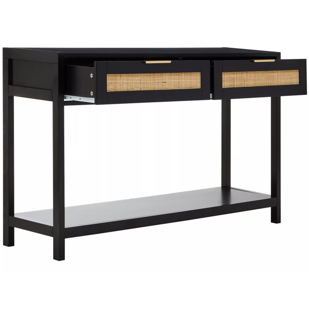 Interiors by Premier Sherman 2 Drawer Black Wood Console Table Image 3