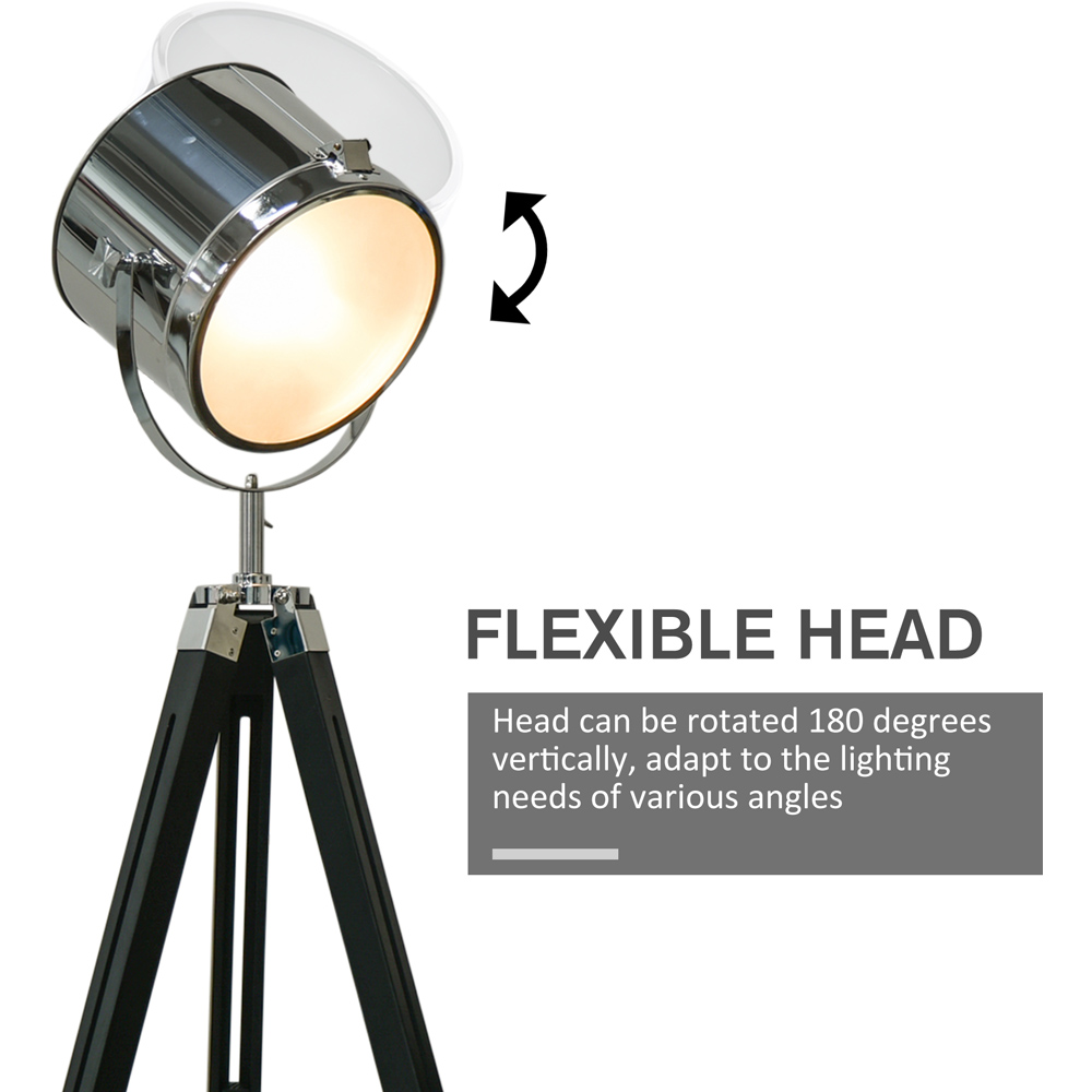 Portland Black Industrial Adjustable Tripod Floor Lamp Image 5