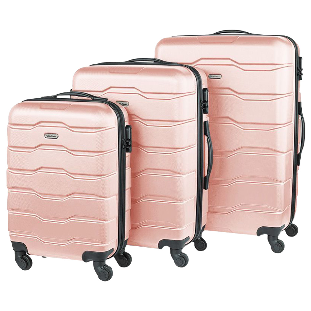 VonHaus Set of 3 Pink Hard Shell Luggage Image 1