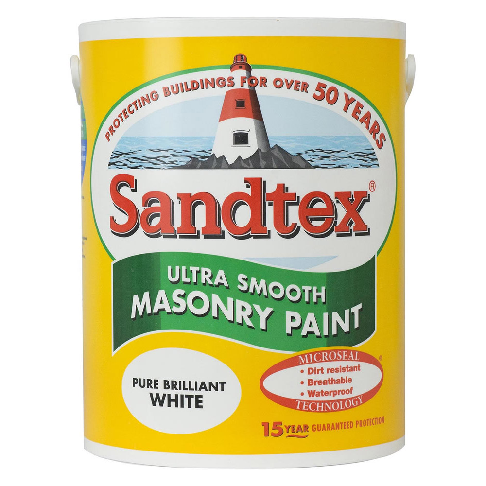 Sandtex Pure Brilliant White Ultra Smooth Masonry Paint 5L Image 2