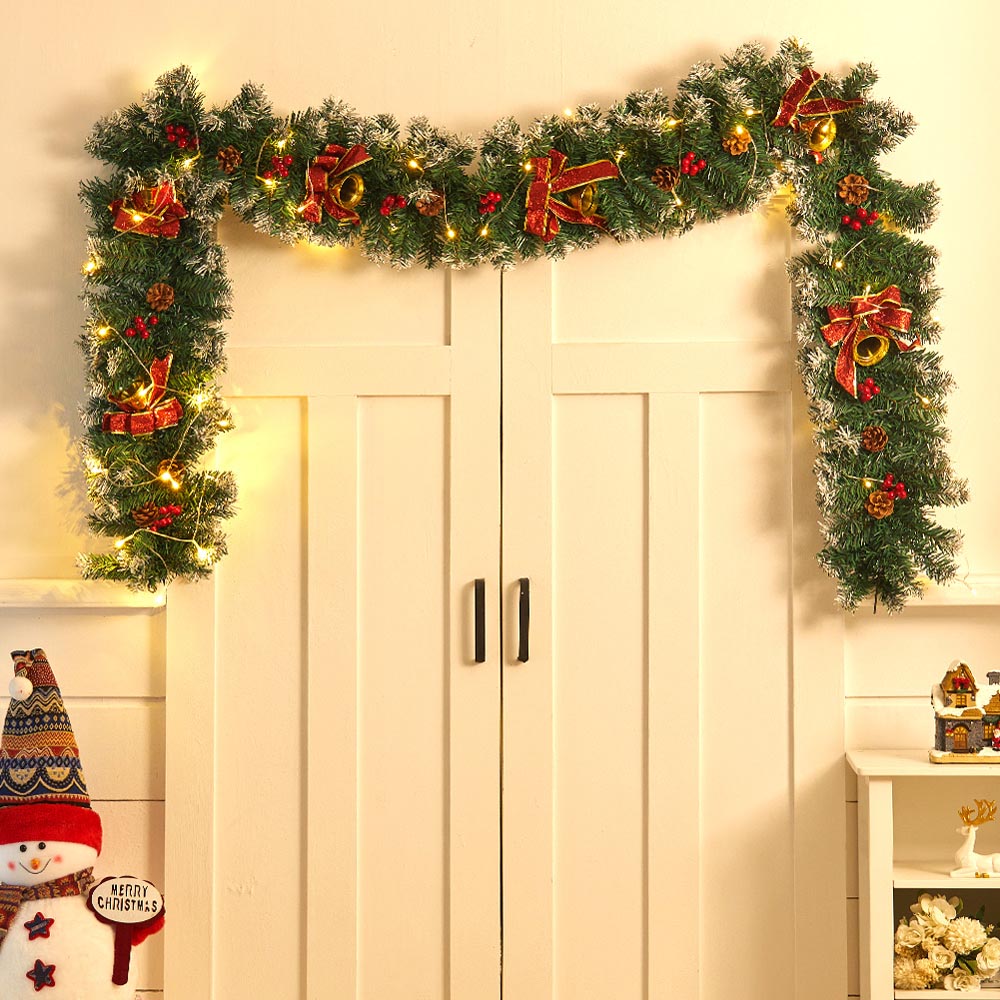 Living and Home Spruced Christmas Garland with Bowknots 270cm Image 7