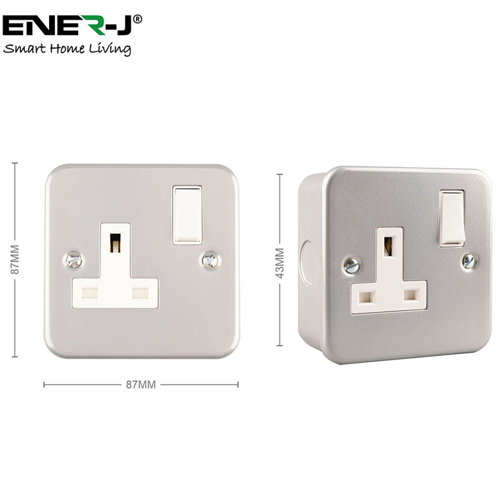 ENER-J 1 Gang 13A Metal Clad Single Switch Socket Image 7