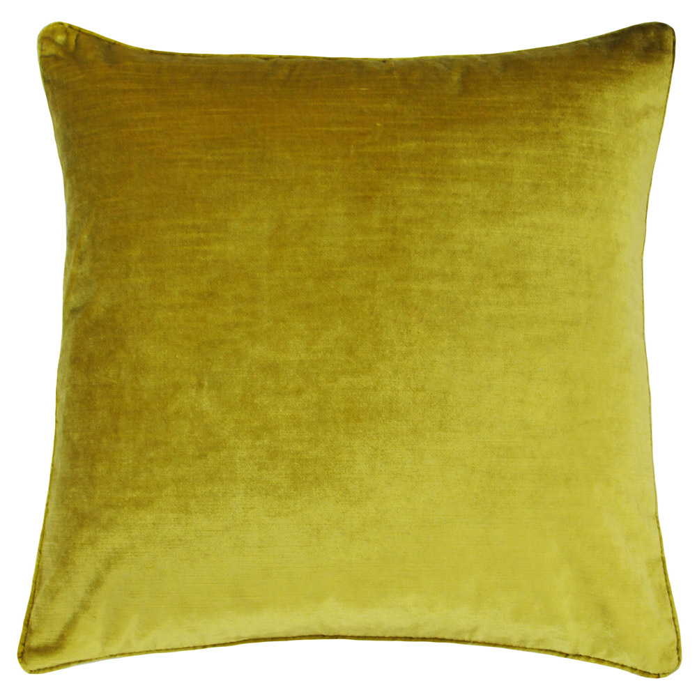 Paoletti Luxe Ochre Velvet Piped Cushion Image 1