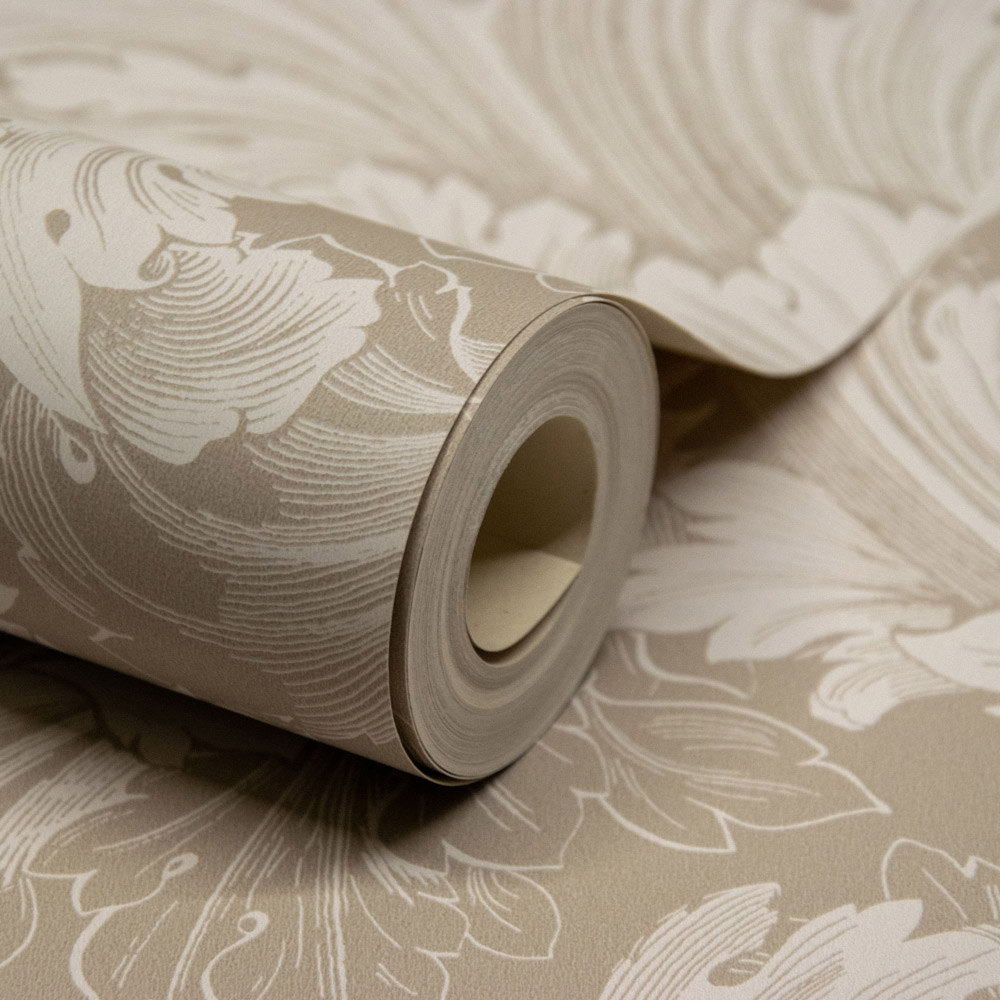 Grandeco Rossetti Acanthus Leaves Scroll Taupe Wallpaper Image 2