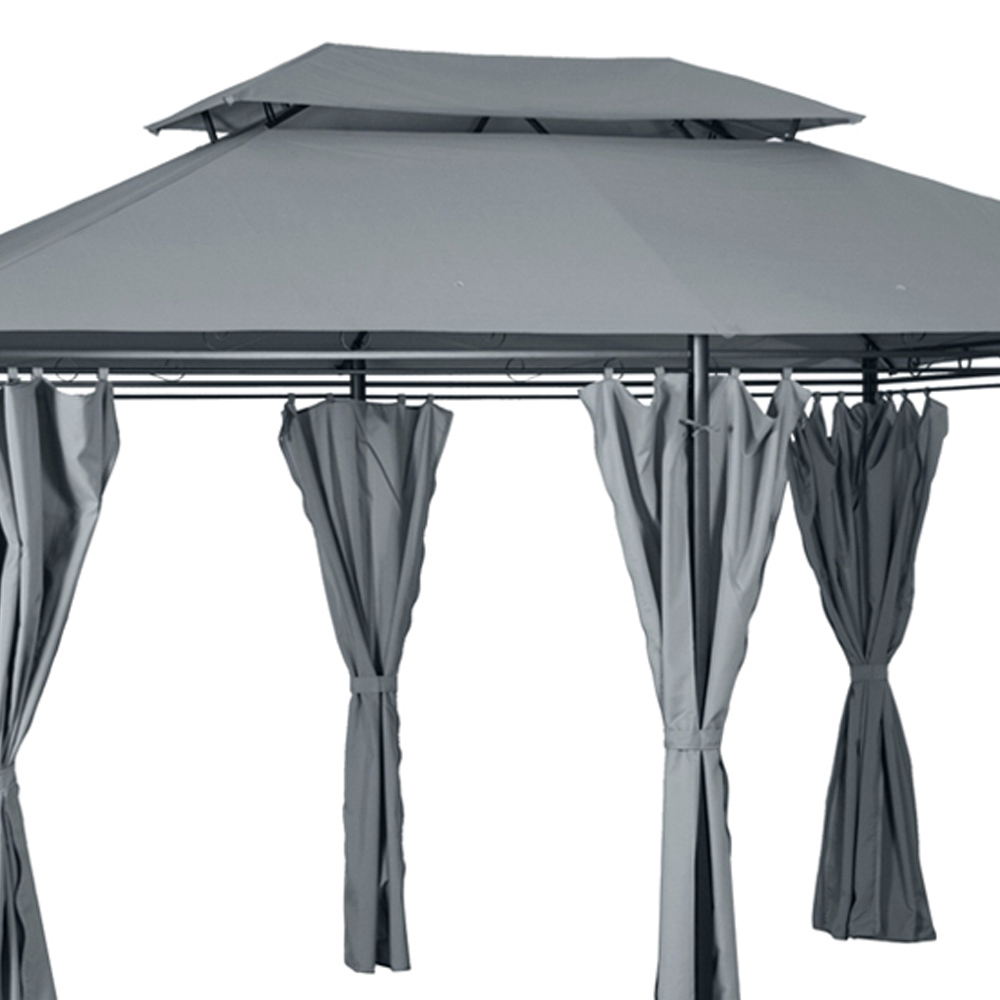 Outsunny 4 x 3m Grey Gazebo Shelter with Curtains Image 5