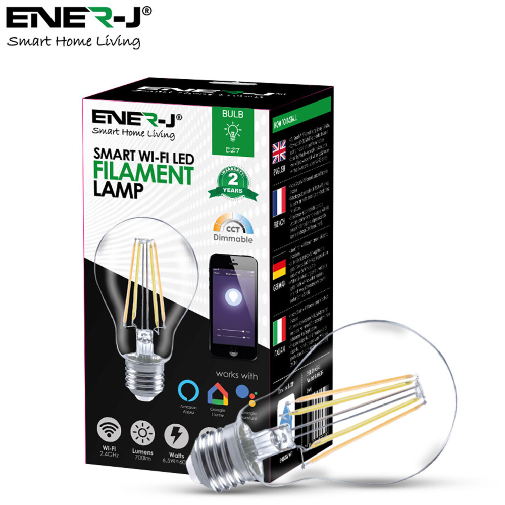 ENER-J 8.5W Smart Wi-Fi GLS A60 Filament Bulb 3 Pack Image 5