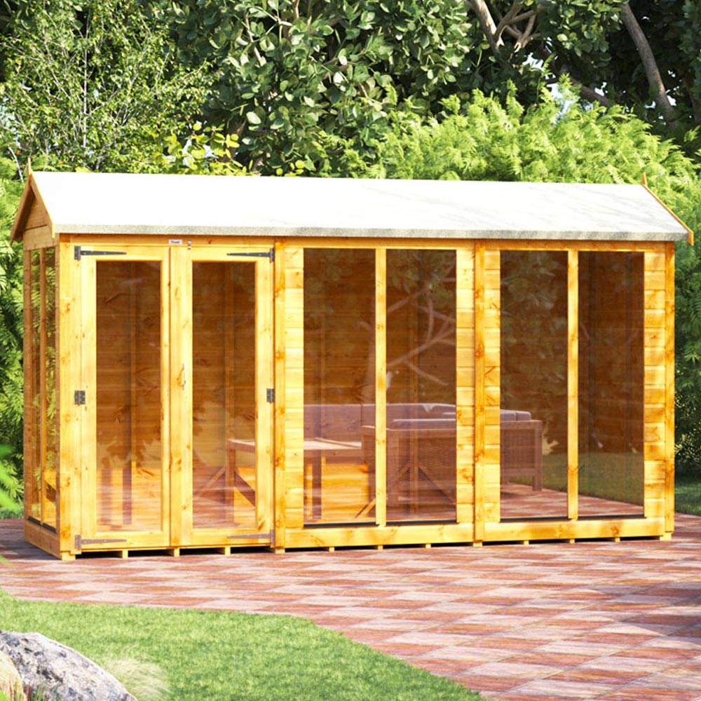 Power Sheds 12 x 4ft Double Door Apex Traditional Summerhouse Image 2