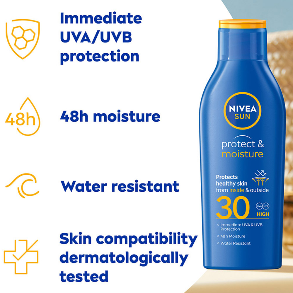 Nivea Sun Protect and Moisture Sun Cream Lotion SPF30 200ml Image 5