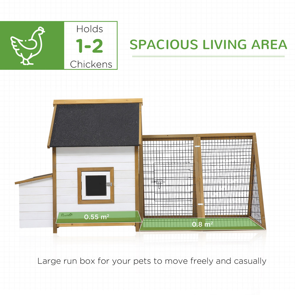 PawHut White and Grey Hen House with Nesting Box and Removable Tray Image 4
