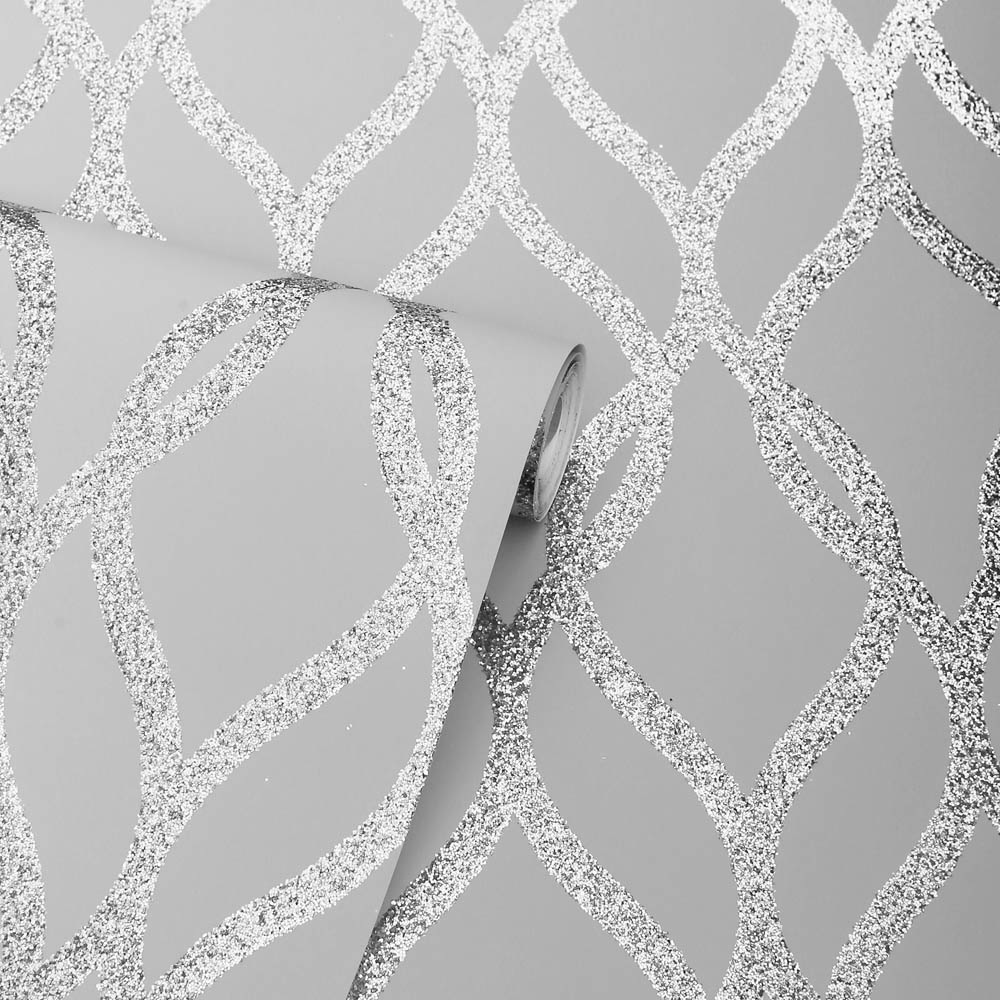 Arthouse Sequin Trellis Grey and Silver Wallpaper Image 2