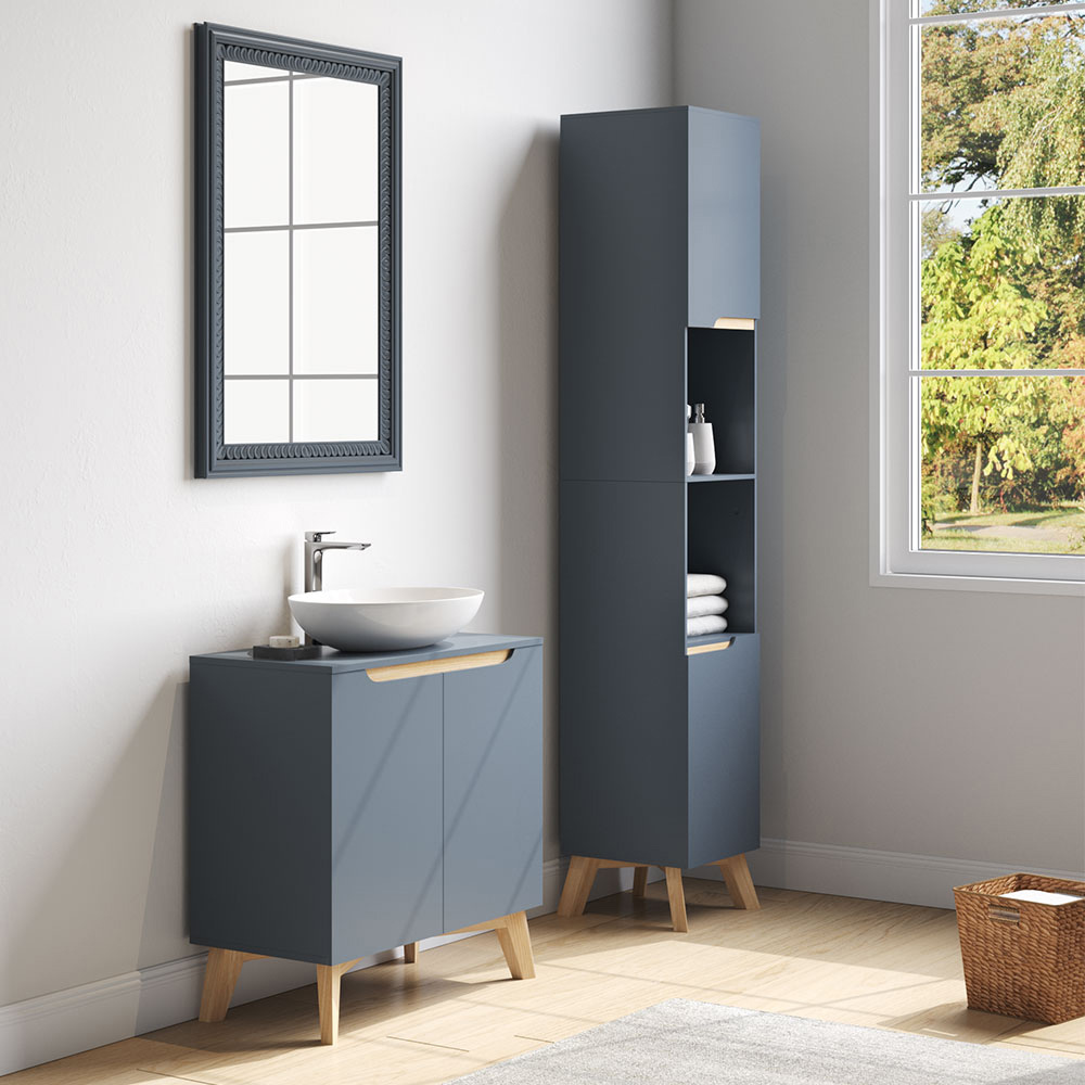 Living and Home 2 Door Floor Cabinet with Solid Wood Legs Image 5