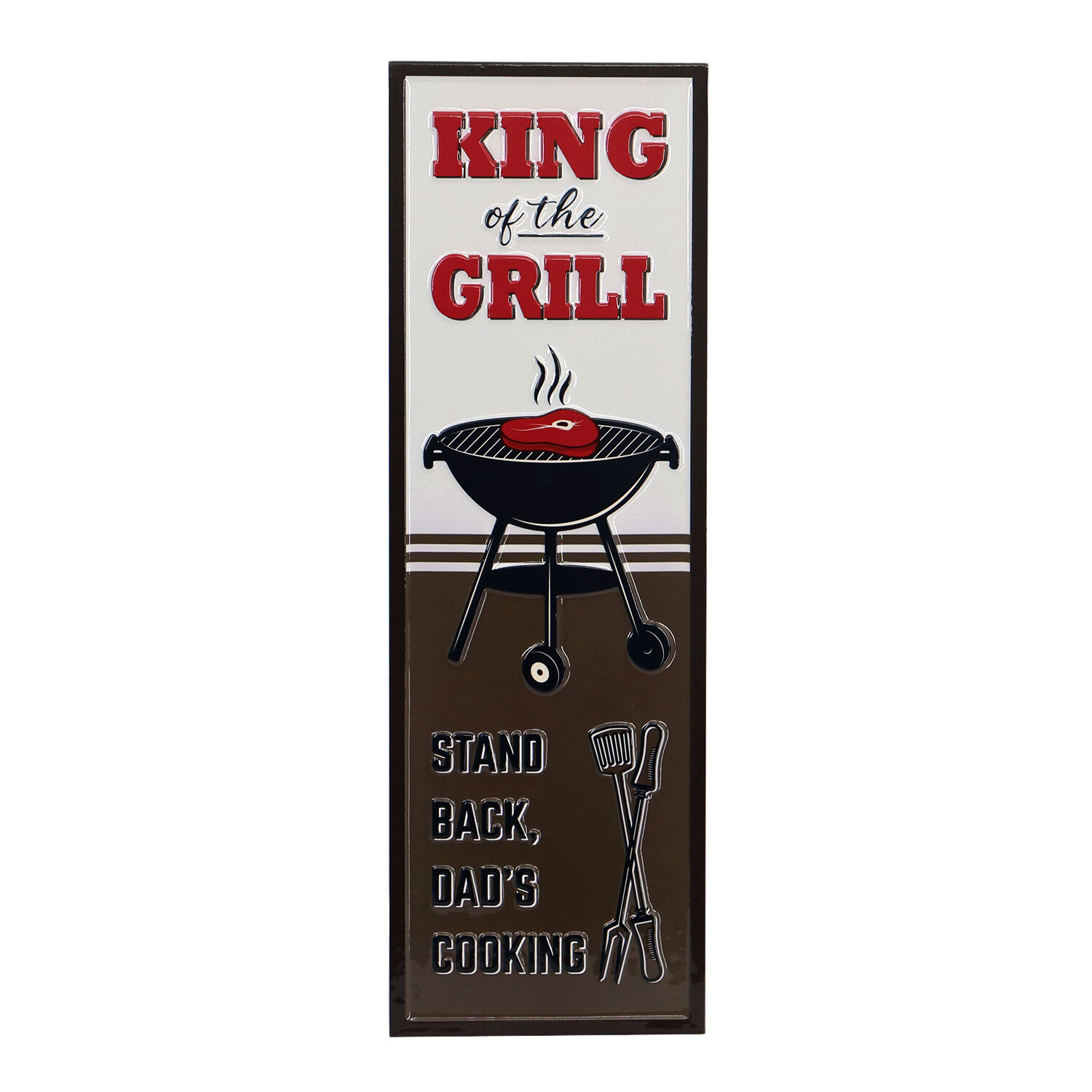 King Of The Grill Embossed Metal Sign - Brown Image 1