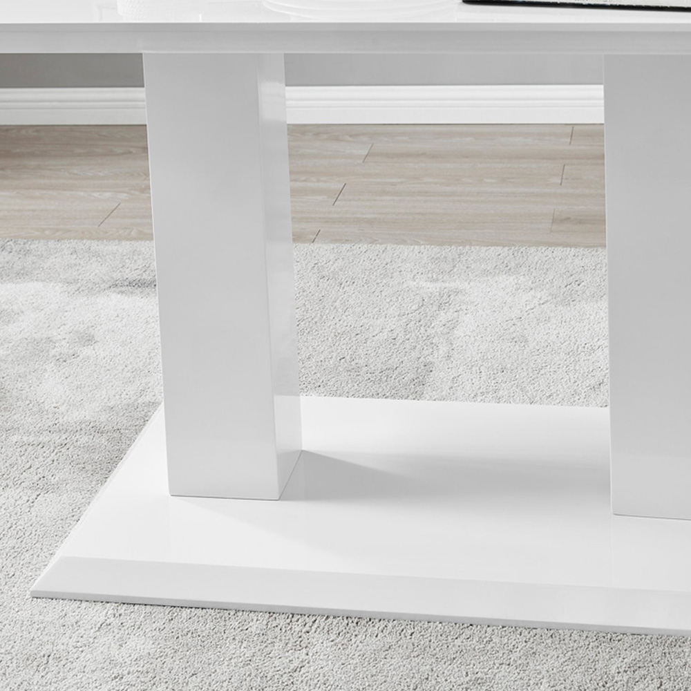 Furniturebox Molini Solara 6 Seater Dining Set White High Gloss and Elephant Grey and Silver Image 6