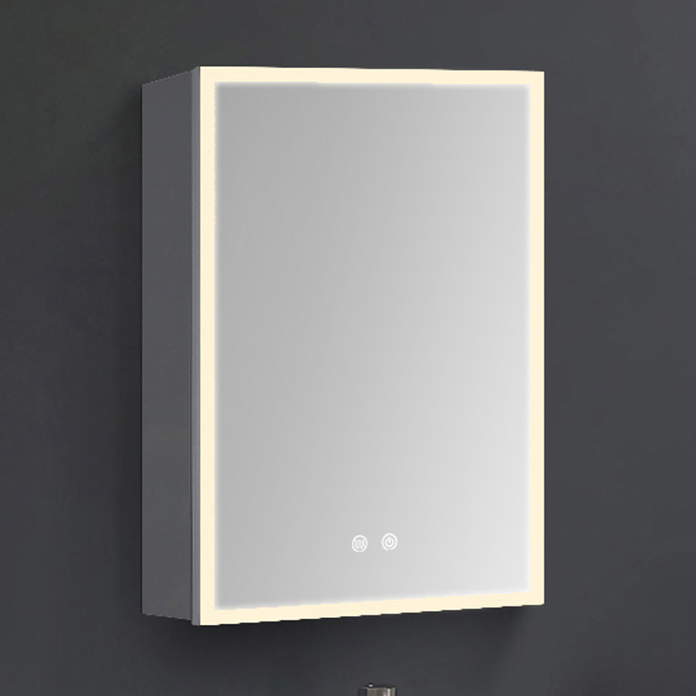 Living and Home White Mirror Bathroom Cabinet with 4 LED Side Bars Image 1
