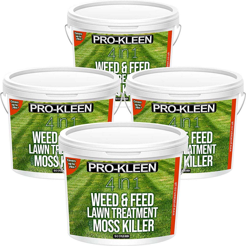 Pro-Kleen 4 in 1 Weed and Feed Lawn Treatment with Moss Killer 2.5kg 4 Pack Image 1