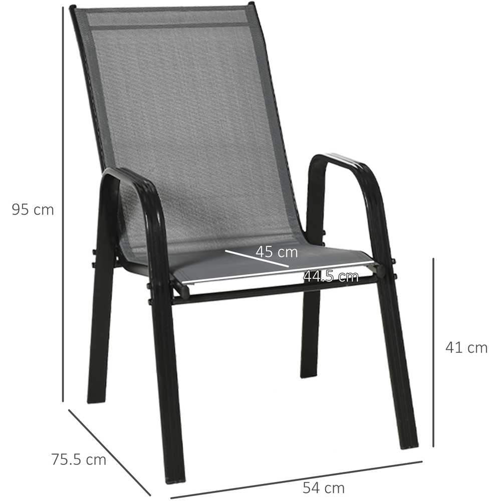 Outsunny Set of 4 Dark Grey Stackable Outdoor Dining Chair Image 7