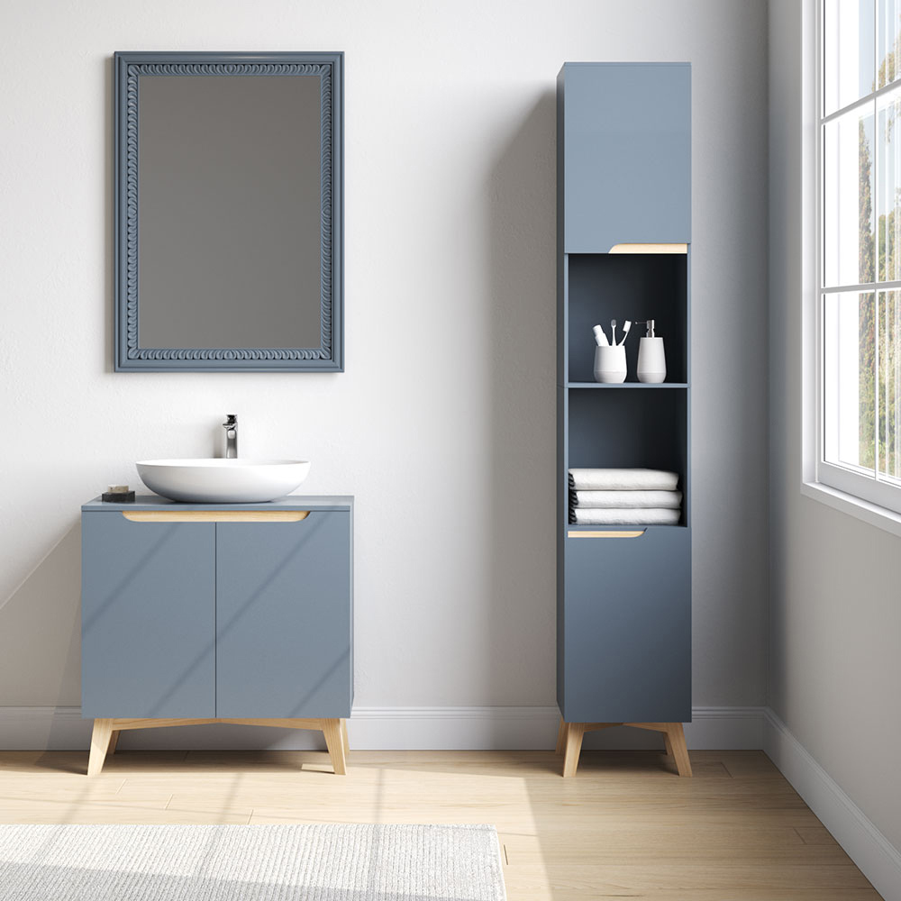 Living and Home 2 Door Floor Cabinet with Solid Wood Legs Image 6