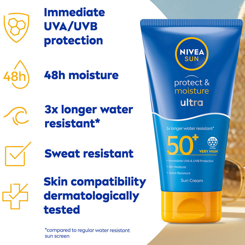 Nivea Sun Protect and Moisture Ultra Sun Cream SPF50+ 150ml Image 5