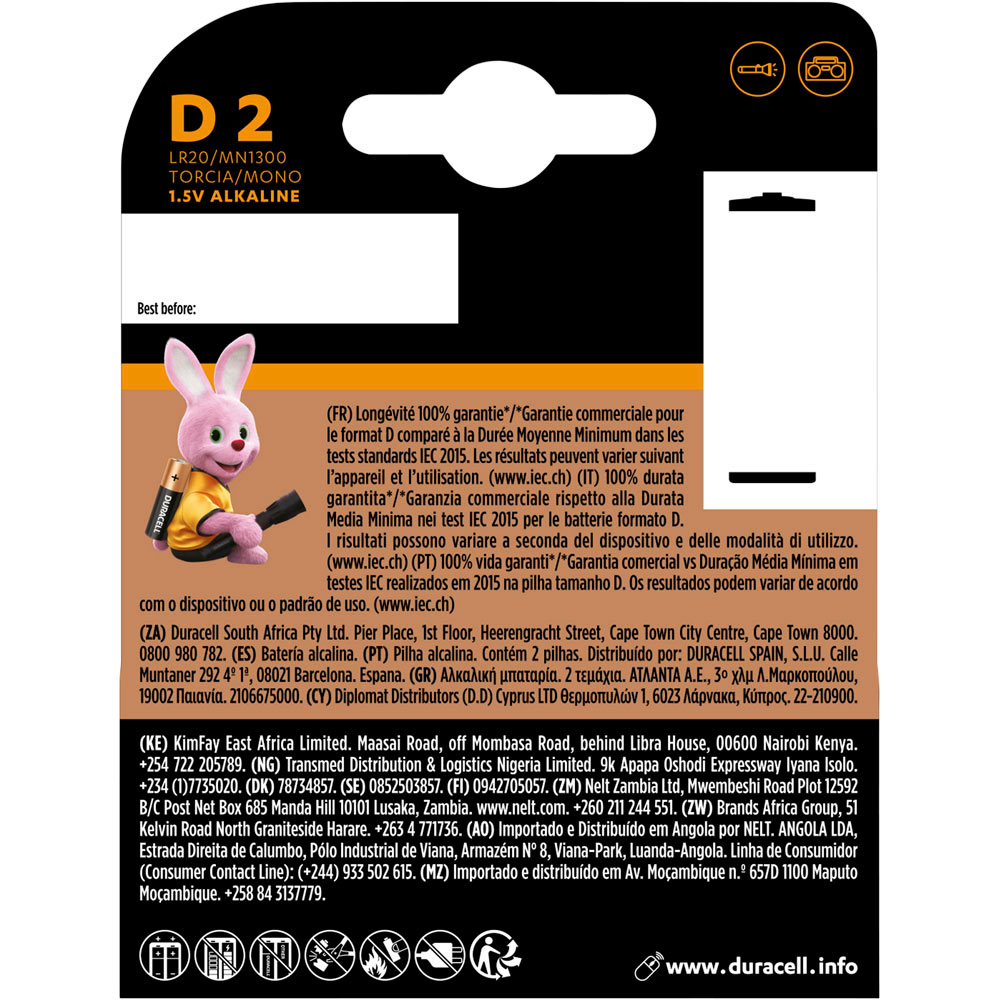 Duracell Plus Battery D 2 Pack Image 2