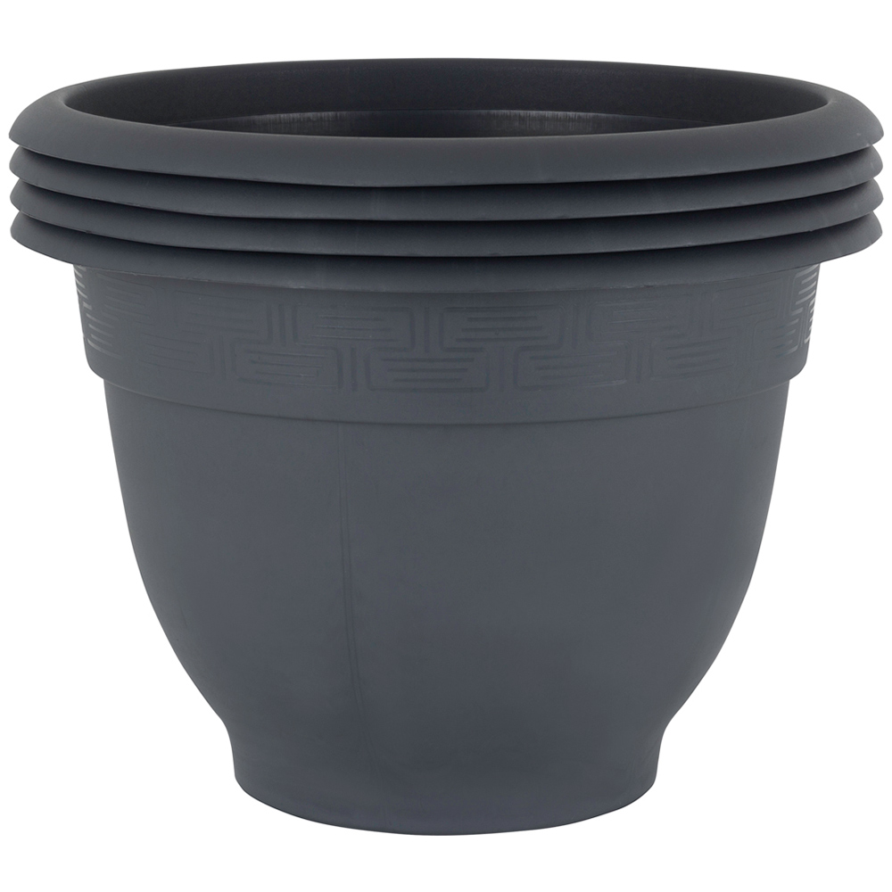 Wham Bell Pot Slate Recycled Plastic Round Planter 48cm 4 Pack Image 1