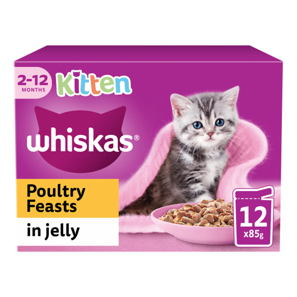 Whiskas Kitten Poultry in Jelly Wet Cat Food Pouches 12 x 85g Image 1