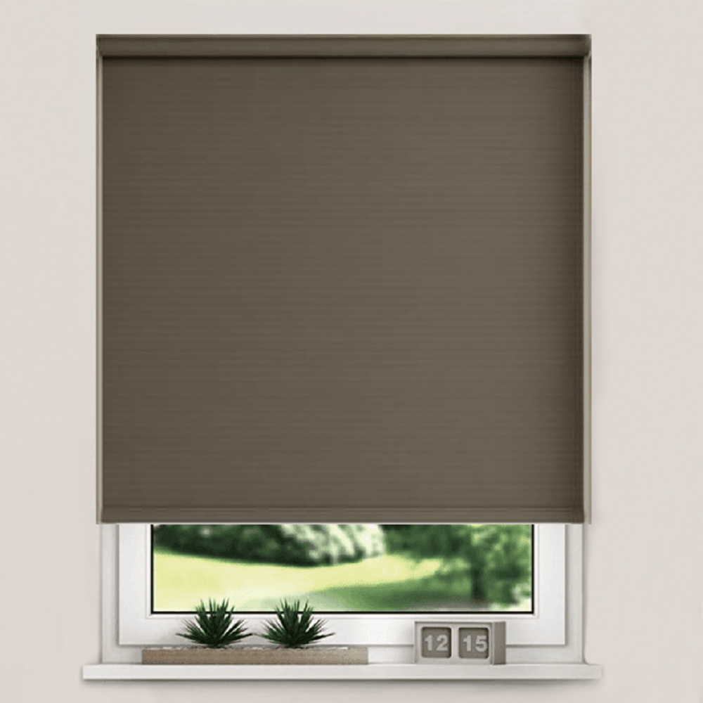 New EdgeBlinds Thermal Blackout Roller Blinds Chocolate 90cm Image 1