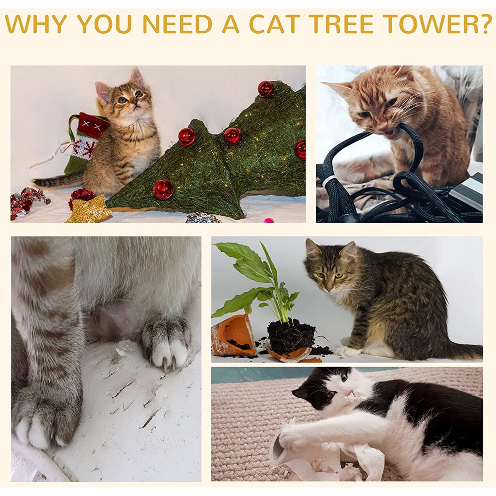 PawHut Floor to Ceiling Cat Tree Grey Image 5