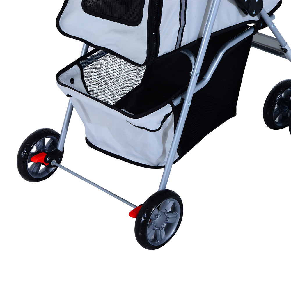 PawHut Pet Stroller With Basket Grey Image 3