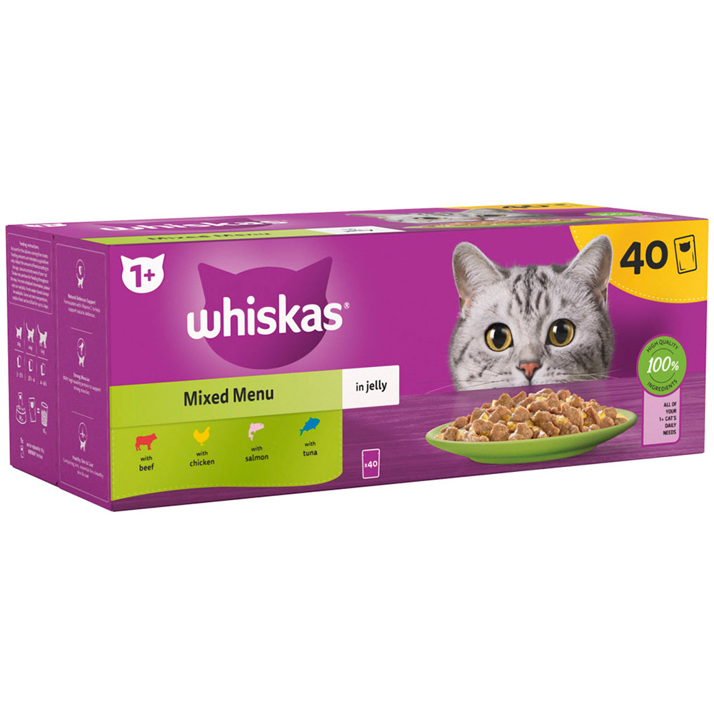 Whiskas Adult Wet Cat Food Pouches Mixed Menu Selection in Jelly 40 x 85g Image 2