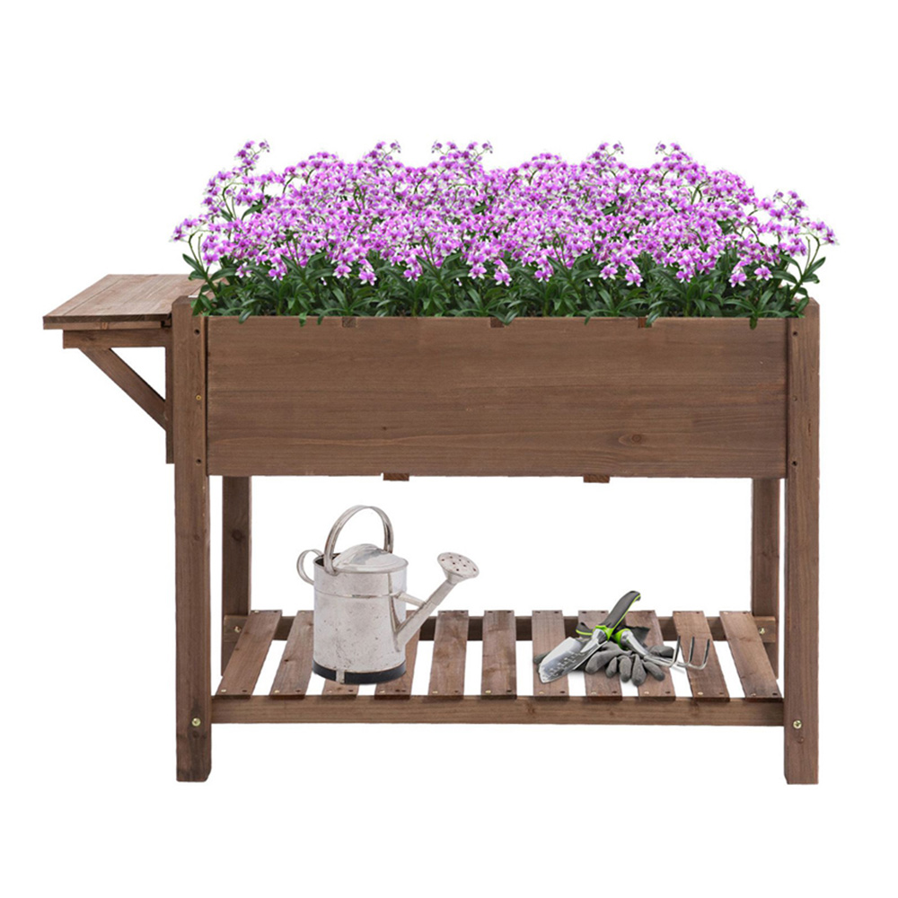 Outsunny Wooden Outdoor Tall Flower Planter Bed Image 3