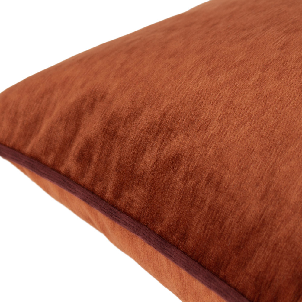 Paoletti Torto Russet and Marsala Red Square Velvet Touch Piped Cushion Image 3