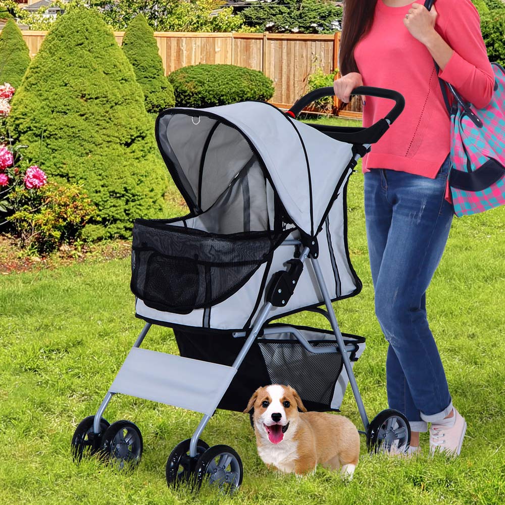 PawHut Pet Stroller With Basket Grey Image 6