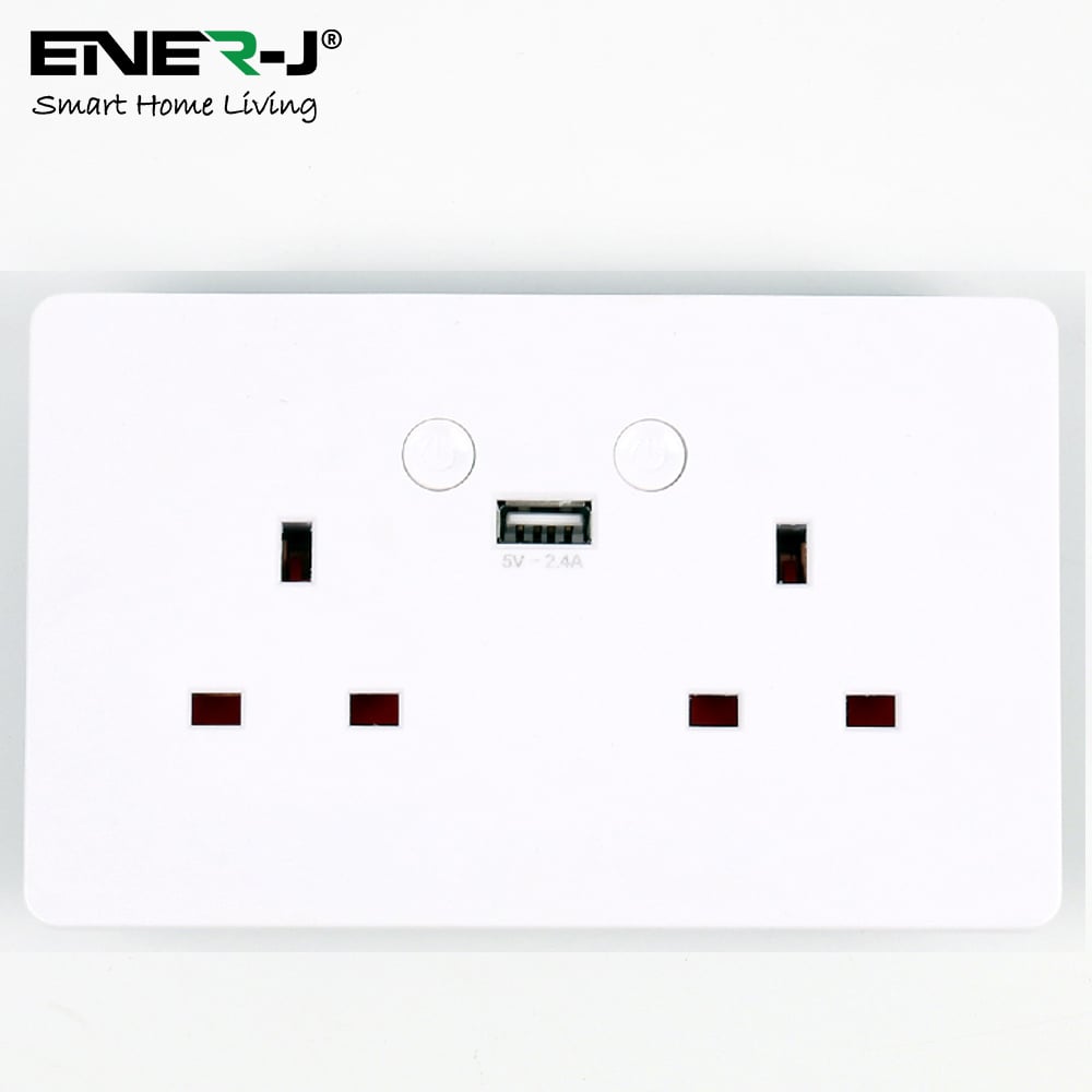 Ener-J White Smart Double Socket with USB Port Image 2