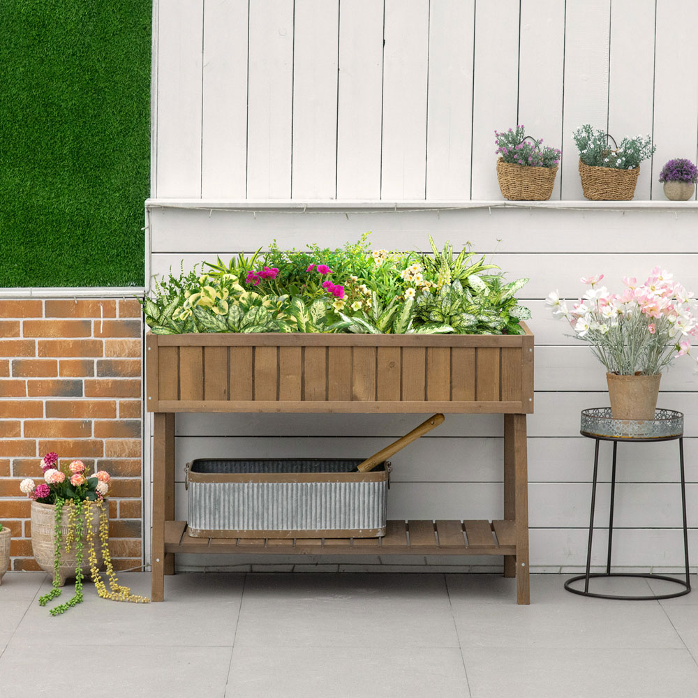 Outsunny Wooden Indoor and Outdoor Raised Herb Planter Bed Image 2