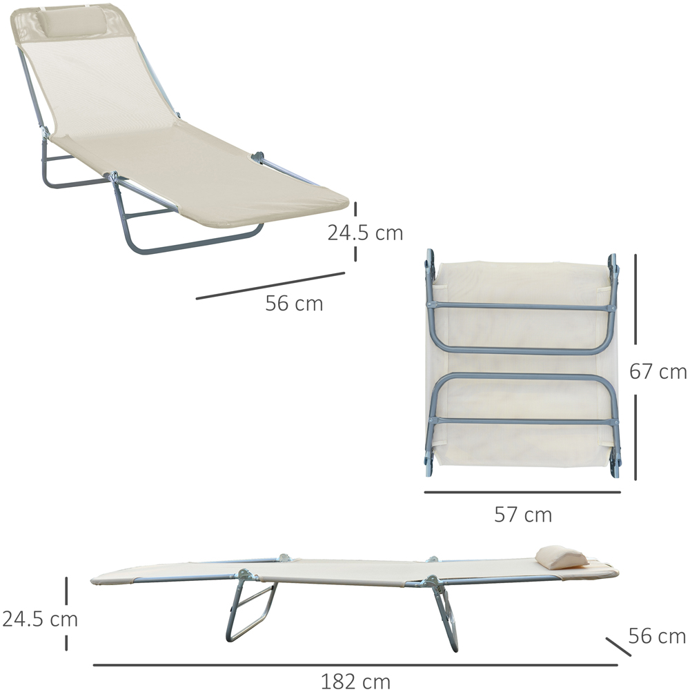 Outsunny Beige Reclining Folding Sun Lounger Image 9