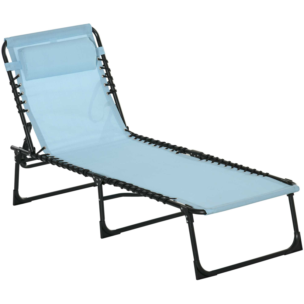 Outsunny Baby Blue Foldable Cot Sun Lounger Image 2