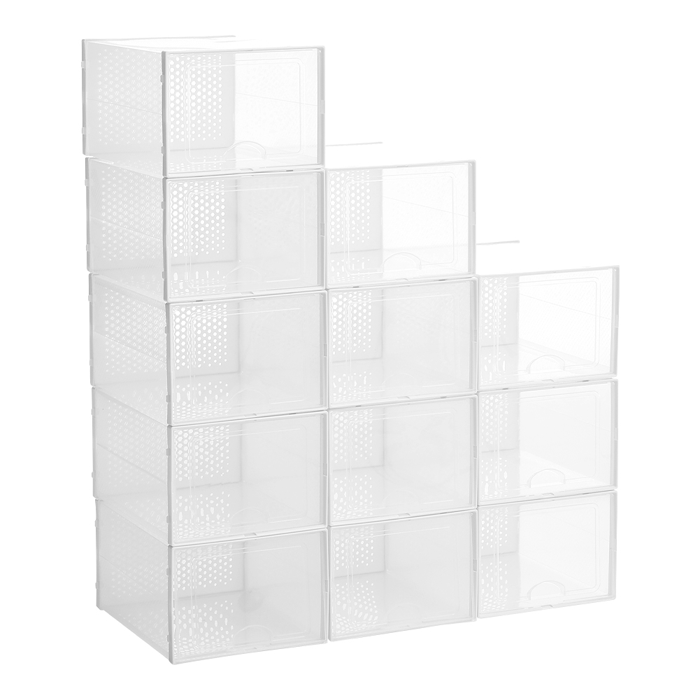 Living and Home Crystal Stackable Shoe Storage Boxes 12 Pack Image 3