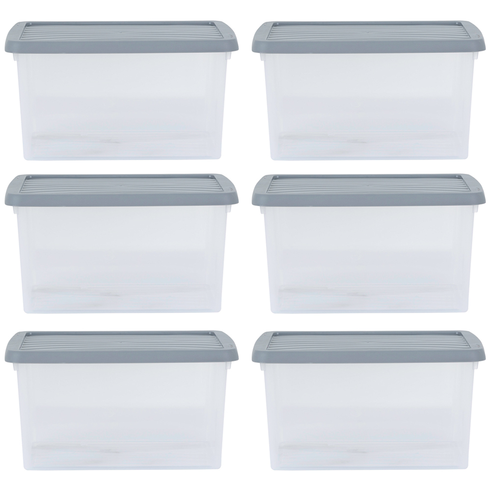 Wham 16L Stackable Plastic and Clear Storage Box and Lid 6 Pack Image 1