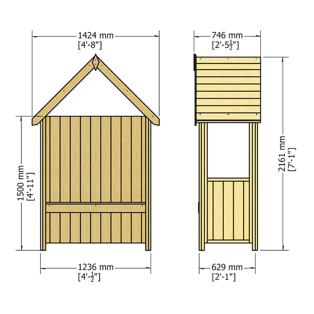 Shire Hebe 2 Seater 7 x 4 x 2ft Pressure Treated Arbour Image 3